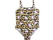 Hello Kitty Little Girls Brown Leopard Print One Piece Swimsuit 4