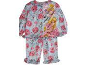 Disney Little Girls Blue Cinderella Aurora Print 2 Pc Pajama Set 4T