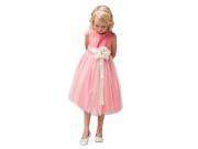 Sweet Kids Big Girls Coral Ivory Floral Accent Junior Bridesmaid Dress 12