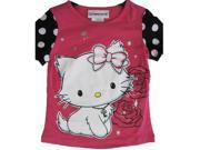 Hello Kitty Big Girls Pink White Black Dot Sleeves Rose Star Print T Shirt 14 16
