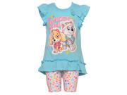 Disney Little Girls Turquoise Pawsome Pals Heart Short Leggings Outfit 2T