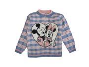 Disney Little Girls Pink Blue Minnie Mickey Mouse Pattern Knit Sweater 6