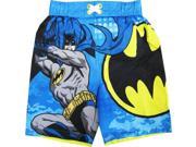Batman Little Toddler Boys Sky Blue Cartoon Character Swimwear Shorts 4T