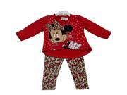 Disney Baby Girls Red Minnie Mouse Leopard Spot Print 2 Pc Pant Set 12M