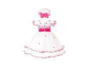 Baby Girls Fuchsia White Floral Jeweled Waistband Wire Hem Hat Dress Set 24M
