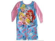 Disney Little Girls Sky Blue Princesses Heart Print 2 Pc Pajama Set 4