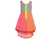 Bonnie Jean Big Girls Coral Pink Polka Dot Exposed Zipper Hi Lo Dress 16