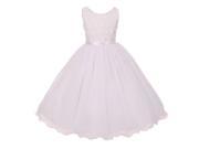Kids Dream Little Girls White Tulle Layers Satin Sash Flower Girl Dress 4