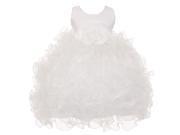 Baby Girls White Satin Sash Ruffles Flower Girl Special Occasion Dress 18M