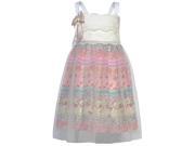 Bonnie Jean Little Girls Ivory Lace Detail Bow Floral Underskirt Dress 5