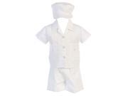 Lito Baby Boys Pin Tuck Shirt Shorts Poly Cotton Baptism Christening Set 3 6M