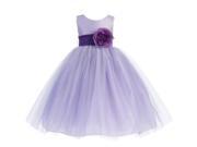 Lito Big Girls Lilac Purple Sash Poly Silk Tulle Flower Girl Dress 10