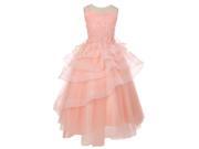 Chic Baby Big Girls Blush Pink Lace Tiered Pageant Flower Girl Dress 8