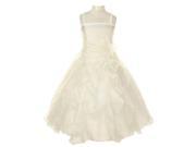 Cinderella Couture Big Girls Ivory Crystal Organza Cascade Ruffle Dress 14