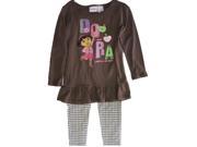 Disney Little Girls Brown Dora the Explorer Houndstooth 2 Pc Pants Set 4