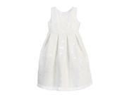 Angels Garment Little Girls Off White Pleats Organza Burnout Easter Dress 4T