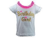 Reflectionz Baby Girls Hot Pink Gold Birthday Girl Ruffle T Shirt 12M