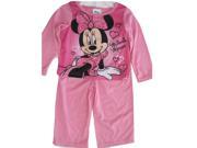 Disney Little Girls Pink Heart Minnie Mouse 2 Pc Pajama Set 2T