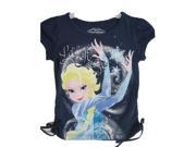 Disney Little Girls Navy Blue Frozen Character Elsa Printed T Shirt 6X