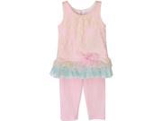 Isobella Chloe Little Girls Pink Perfectly Posh Two Piece Pant Set 2T