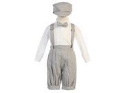 Lito Little Boys Light Gray Suspenders Short Pants Hat Easter Outfit Set 3T