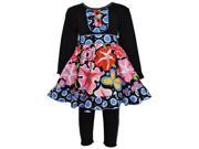 AnnLoren Baby Girls Black Pink Blue Blooming Flower Leggings Outfit 24M