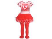 Bonnie Jean Baby Girls Red Stripe Heart Applique Tutu Ruffled Outfit 3 6M