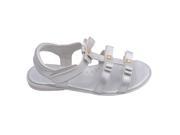 L Amour Toddler Girls Silver Studded Bow Straps Velcro Sandals 9 Toddler