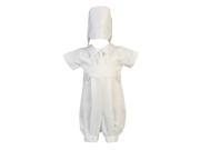 Lito Baby Boys White Matte Satin Romper Christening Easter Outfit 3 6M