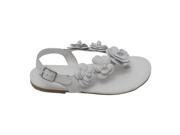 L Amour Girls White Flower Blossom Accent Buckle Thong Sandals 10 Toddler