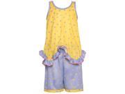 Laura Dare Little Girls Yellow Purple Polka Dot Ruffle 2 Pc Pajama Set 4T