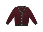 Richie House Little Boys Burgundy Striped R Embroidery Cardigan Sweater 4 5