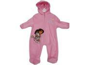 Nickelodeon Baby Girls Pink Dora the Explorer Hooded Zipper Coverall 6 9M