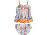 Isobella Chloe Little Girls Orange Candy Dots Two Piece Tankini Swimsuit 4T