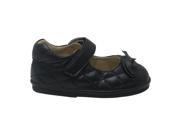 Angel Baby Girls Black Quilted Velcro Strap Bow Mary Jane Shoes 5 Toddler