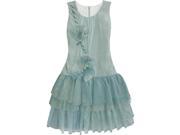 Isobella Chloe Little Girls Aqua Uptown Glam Drop Waist Dress 2T