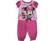 Disney Baby Girls Pink Minnie Mouse Short Sleeve Two Piece Pajama Set 12M