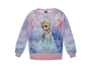 Disney Big Girls Pink Frozen Elsa Snowflake Print Long Sleeve Sweater 12