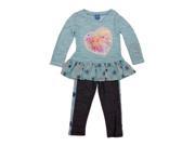 Little Girls Light Turquoise Elsa Anna Frozen Cotton Pants Toddler Outfit 4T