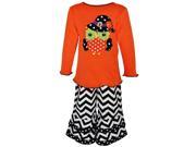 AnnLoren Little Girls Black Orange Owl Chevron Halloween Pants Outfit 2 3T