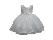 Baby Girls Off White Beaded Floral Applique Bow Flared Flower Girl Dress 24M