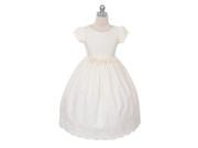 Kids Dream Big Girls Ivory Puff Sleeves Flower Cotton Communion Dress 10