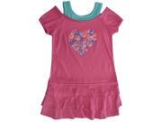 Carter s Little Girls Fuchsia Love Heart Print Short Sleeve Tiered Dress 6