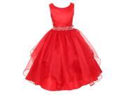 Big Girls Red Dazzling Stones Taffeta Organza Cascade Party Dress 12