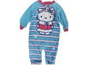 Hello Kitty Little Girls Sky Blue Striped Cat Print Zipper Onesie 2T