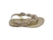 L Amour Girls Gold Flower Blossom Accent Buckle Thong Sandals 10 Toddler