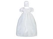 Lito Baby Girls White Shantung Organza Overlay Christening Easter Dress 3 6M