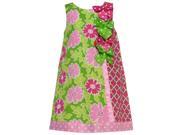 Bonnie Jean Little Girls Pink Green Floral Quatrefoil Dotted Bows Dress 4T