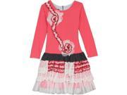 Isobella Chloe Little Girls Coral Mesh Ruffle Coraline Drop Waist Dress 4