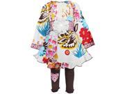 AnnLoren Little Girls Brown White Floral Leopard Dress Leggings Outfit 2 3T